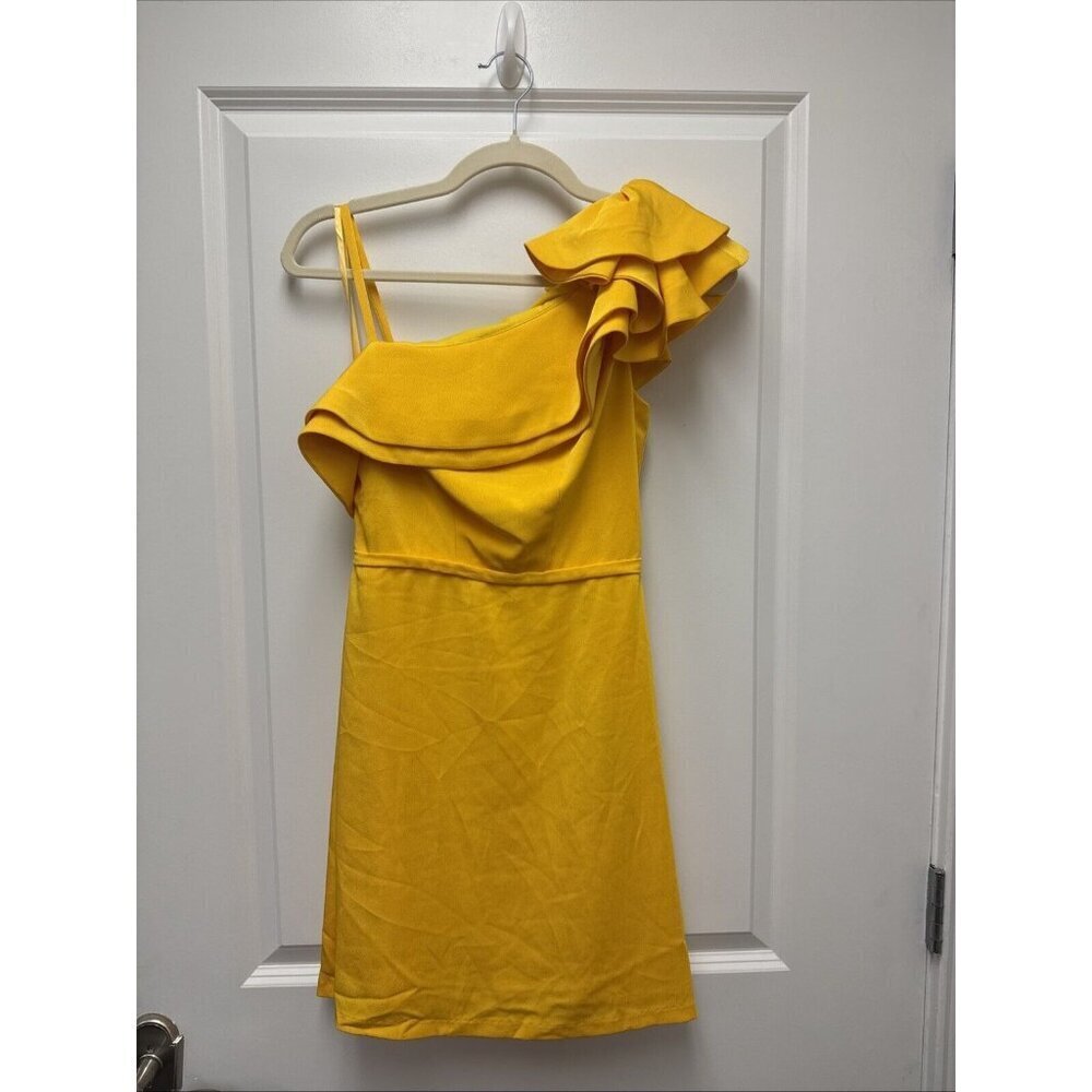 Mac Duggal Sunny Yellow Ruffled Mini Dress - Picture 6 of 12